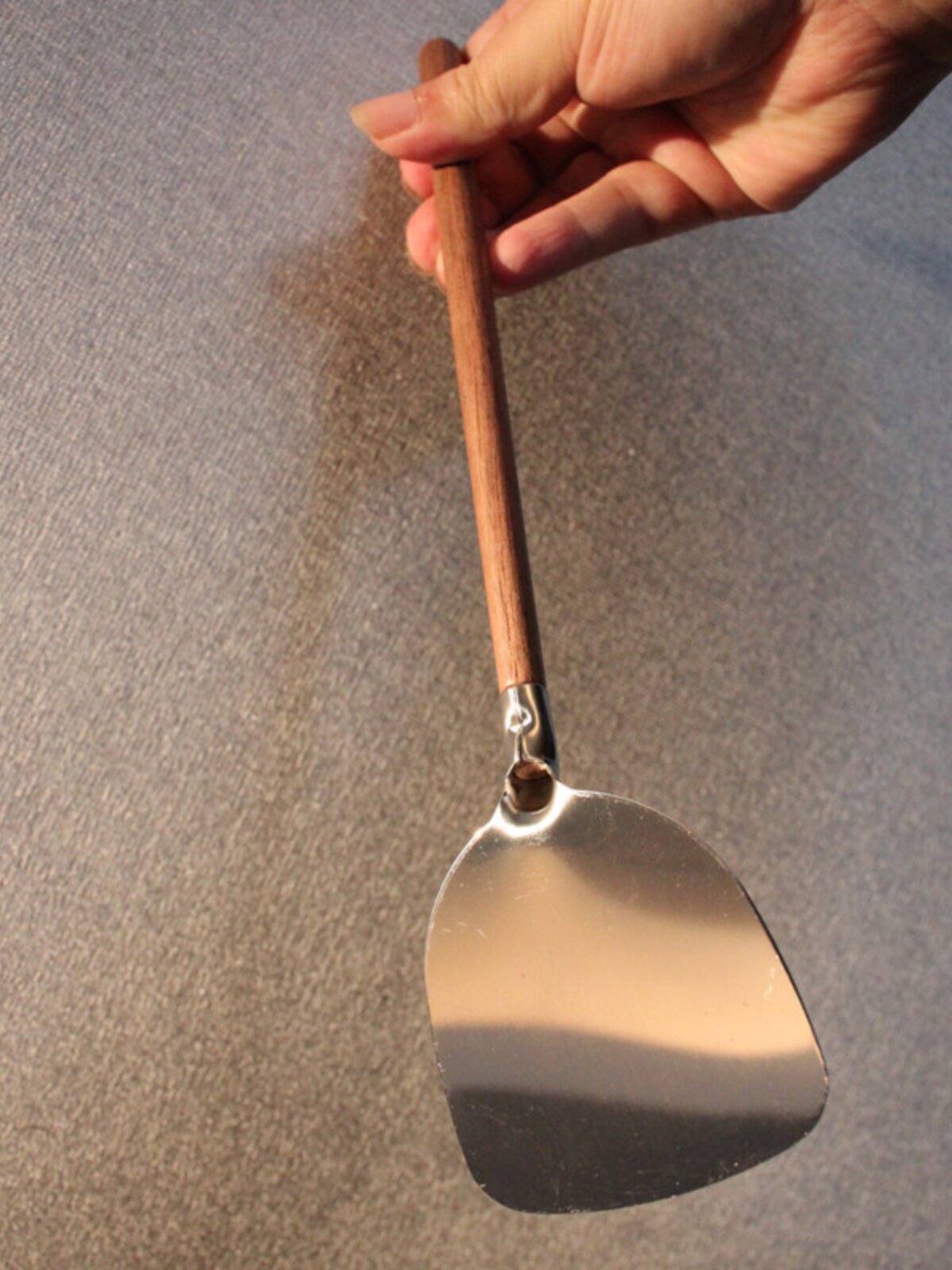 호두 손잡이 304 작은 주걱 스테인레스 스틸 미니 주걱 가정용 소형 요리 주걱 팬 튀김 미트 로프