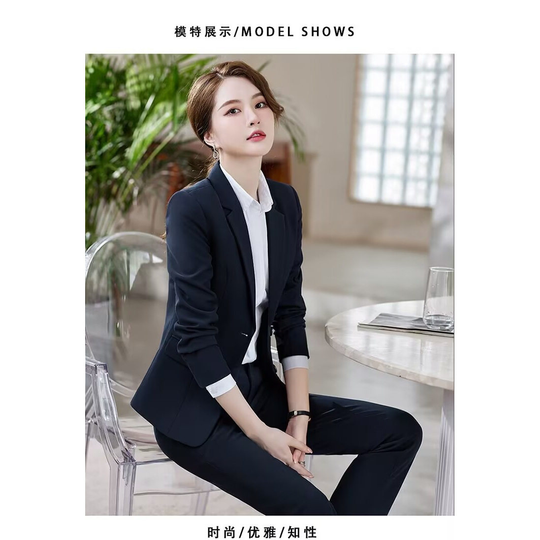 小西装女职业装西装套装马甲OL长袖西服美容师酒店前台工作服修身