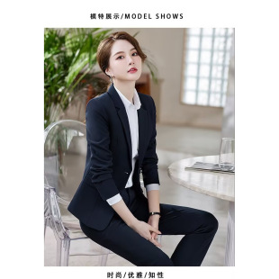小西装女职业装西装套装马甲OL长袖西服美容师酒店前台工作服修身