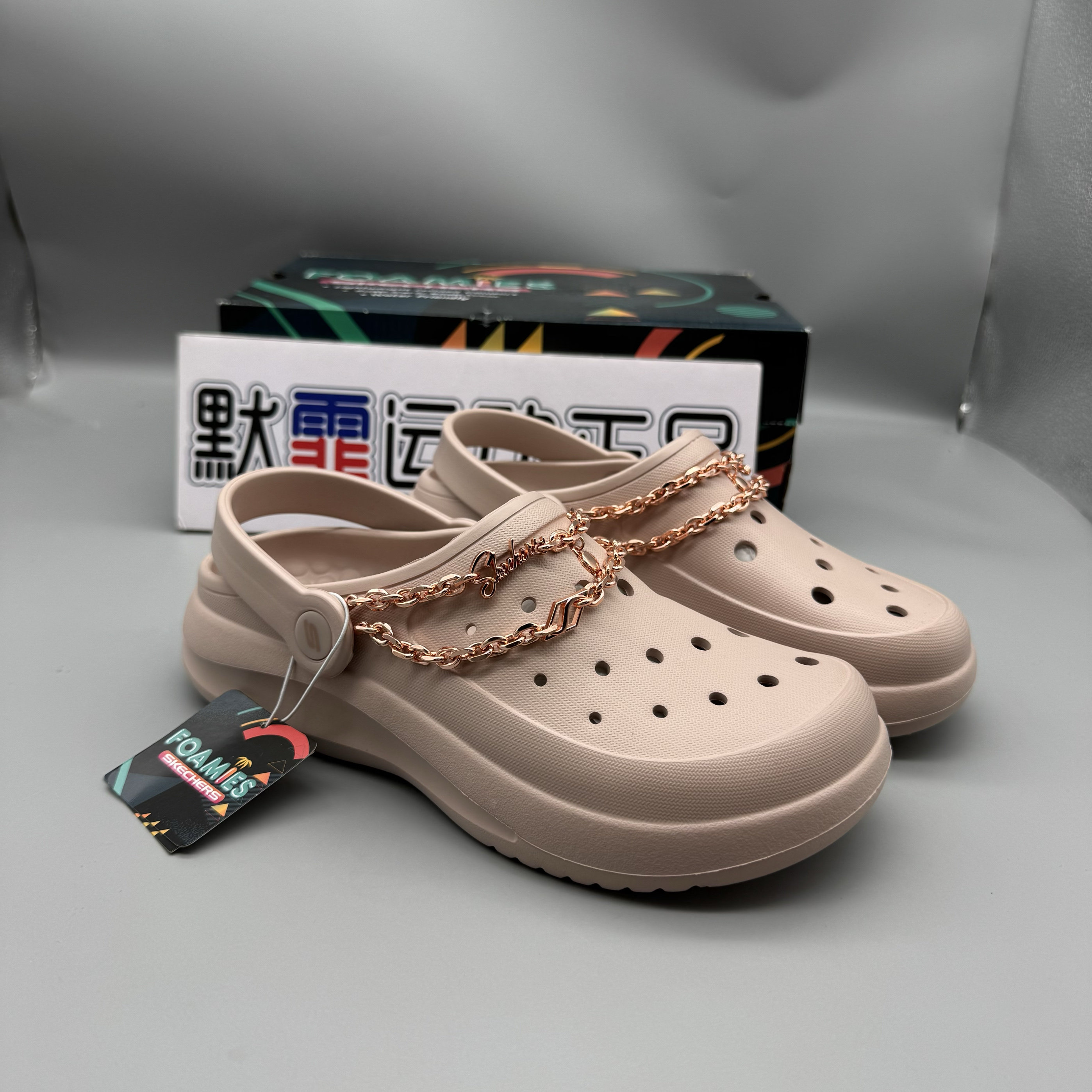 Skechers斯凯奇女士夏季泡泡鞋舒适柔软轻便凉拖两穿洞洞鞋111433