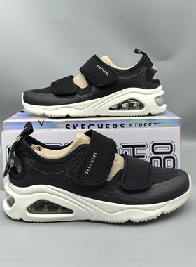 skechers斯凯奇女玛丽珍鞋夏季镂空气垫魔术贴缓震休闲鞋177406