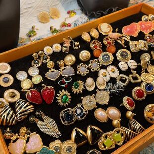 菱形水晶流苏百搭耳环女轻奢风银针耳钉时尚vintage中古耳饰复古