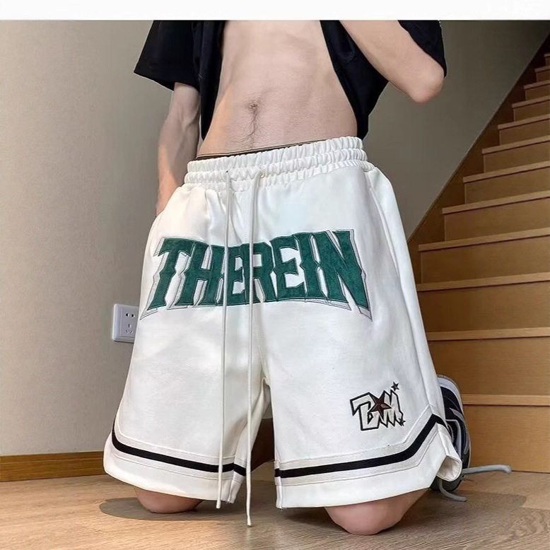 五分裤运动短裤男女潮牌宽松夏季高街休闲中裤篮球美式痞帅子刺绣