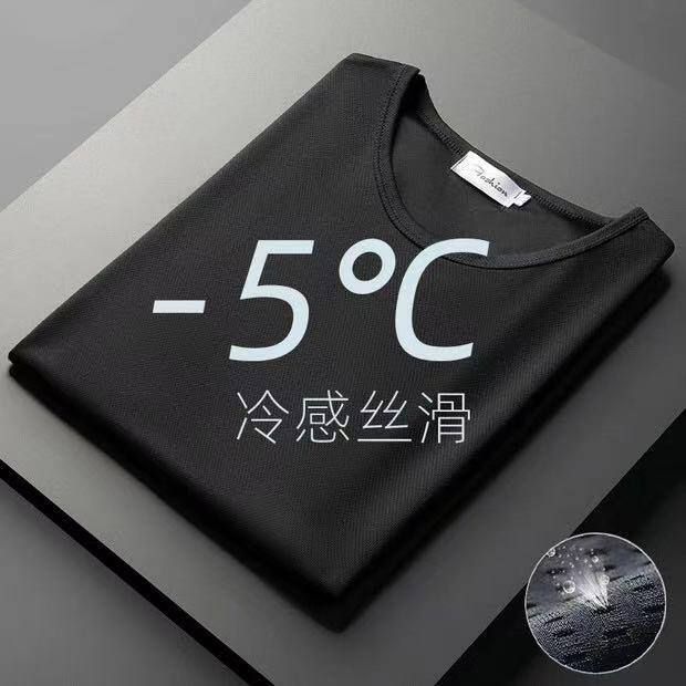 运动黑色薄款夏季男潮半袖圆领