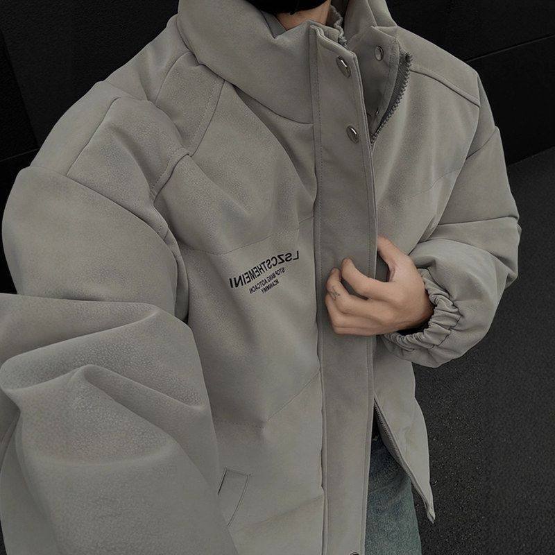 青少年加厚高级感外套美式棉袄服立领皮衣棉衣抗寒棉服男冬季面包