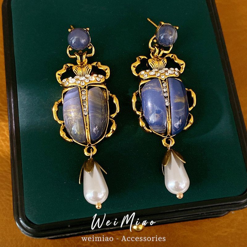 高级感中古vintage女轻奢水滴镶