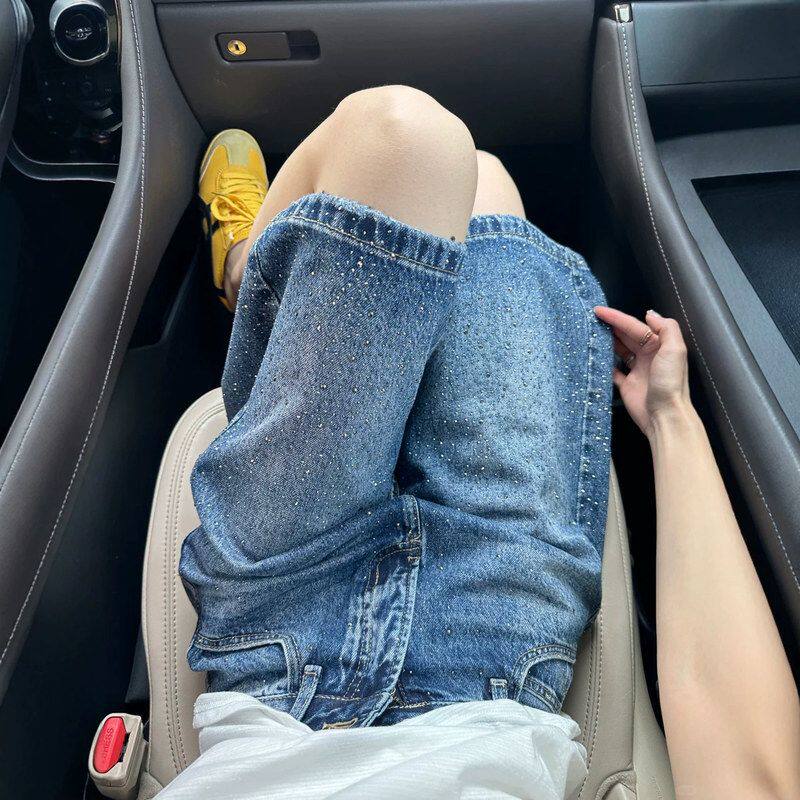 男高腰中裤女五分烫钻夏季显瘦