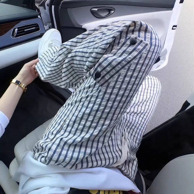 子男直筒工装裤弯刀裤泡泡纱阔