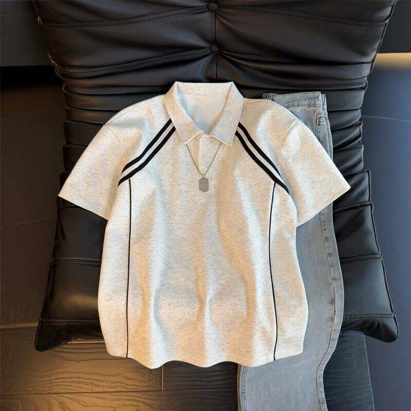 上衣潮体恤衫重磅t恤正肩男撞色夏季c美式anfitolo短袖衫leP简约