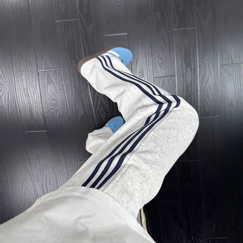 裤子健身运动anfit跑步卫裤直筒条纹c男款秋季长裤潮牌le高街美式