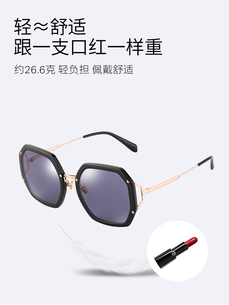 正品花雨伞新款太阳眼镜女潮优雅墨镜透明多边形方框可试戴 11764