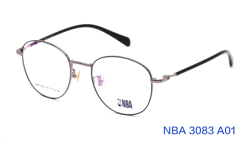 正品NBA3083男女圆形复古网红超轻近视防蓝光金属镜框近视眼镜架