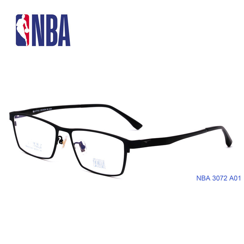 正品NBA3072 男女黑色框近视眼镜架平光镜全框纯钛文艺青少年学生