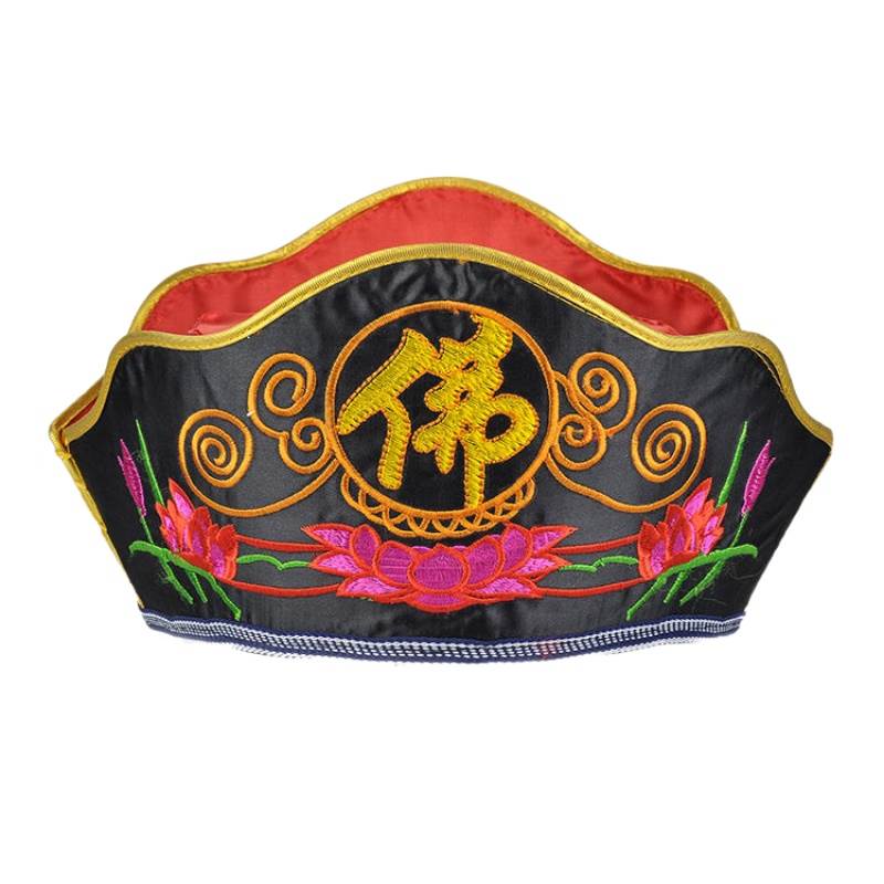 特价僧人服饰庄严品五佛帽唐僧帽法师帽无顶有顶表演演戏帽子毗卢