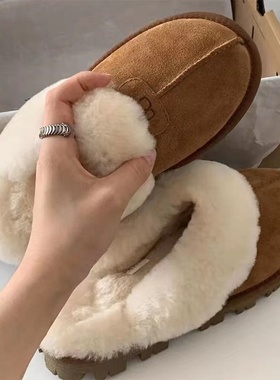 2024新款千颂伊同款皮毛一体拖鞋女外穿包头拖保暖居家羊毛毛拖鞋