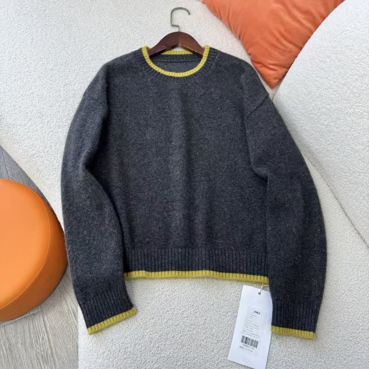 惠衣阁秋冬女圆领羊毛衫针织衫韩版宽松休闲针织毛衣外套