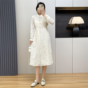连衣裙国风蕾丝裙新中式 长袖 高腰蕾丝连衣裙 两件套装 惠衣阁秋季
