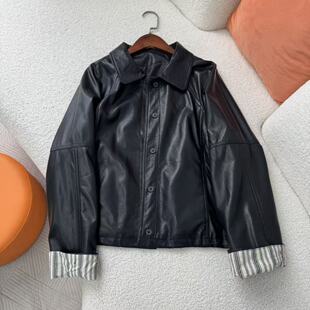 惠衣阁秋季女长袖PU皮外套短款皮衣韩版休闲超软皮夹克皮上衣