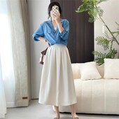 微次秋季 休闲通勤职业裙大裙摆 女高腰半身裙高腰中长裙韩版