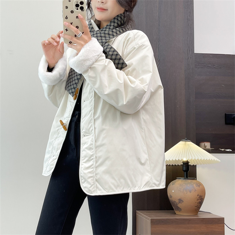 惠衣阁秋冬女圆领加绒外套送围巾的毛毛外套宽松休闲保暖加绒棉服,女装/女士精品,棉衣/棉服,淘宝优惠券,粉丝福利购,淘宝优惠卷