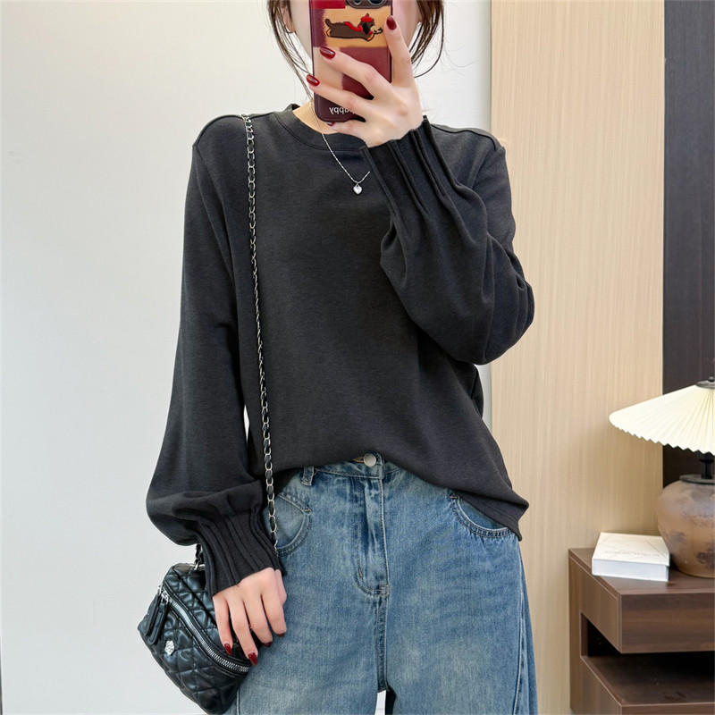惠衣阁冬季女长袖德绒打底衫中长款加绒T恤衫韩版宽松加绒上衣