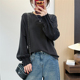 韩版 惠衣阁冬季 宽松加绒上衣 中长款 加绒T恤衫 女长袖 德绒打底衫