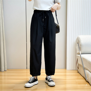 韩版 长裤 宽松休闲裤 职业裤 惠衣阁春季 垮裤 女半松紧腰高腰直筒裤