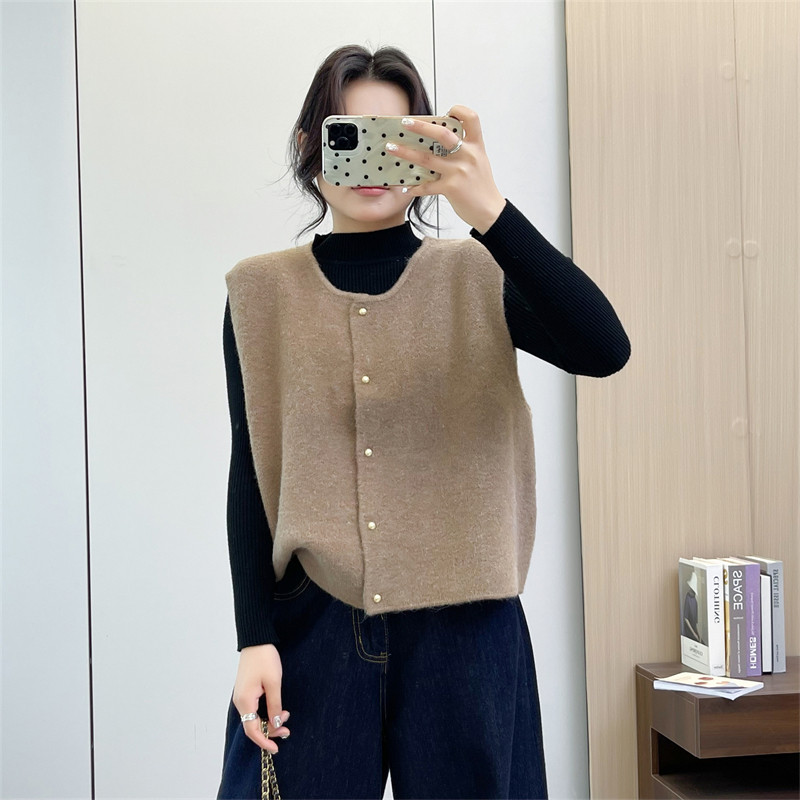 惠衣阁秋冬女圆领针织马甲针织背心韩版宽松休闲通勤马夹外套,女装/女士精品,马夹,淘宝优惠券,粉丝福利购,淘宝优惠卷