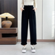 保暖加绒直筒裤 惠衣阁秋冬女水洗棉加绒休闲裤 松紧腰高腰加绒垮裤