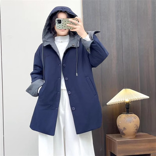 惠衣阁秋冬女两面穿棉衣中长款棉服韩版宽松休闲衬衫棉衣外套