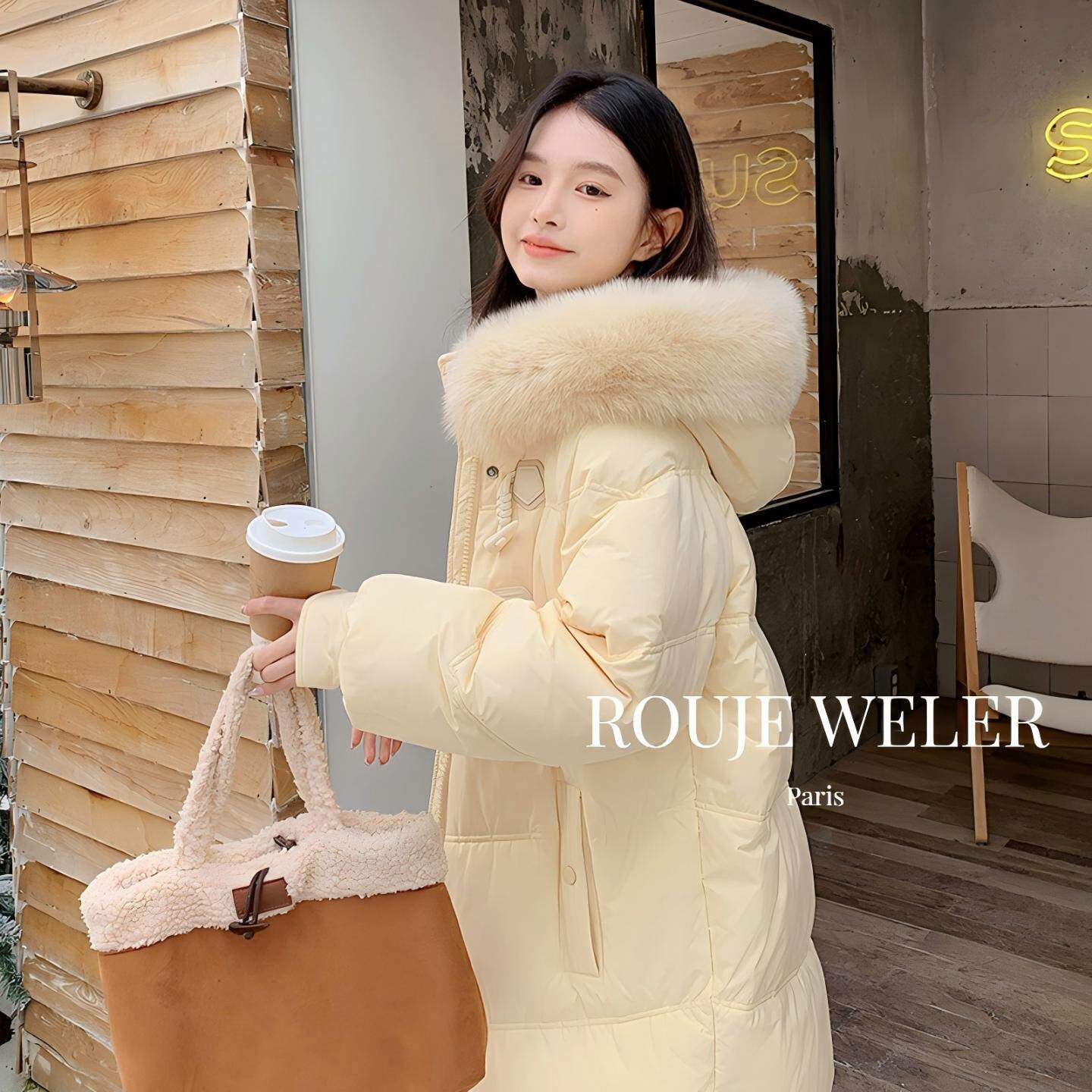 ROUJEWELER温柔风中长款羽绒服女