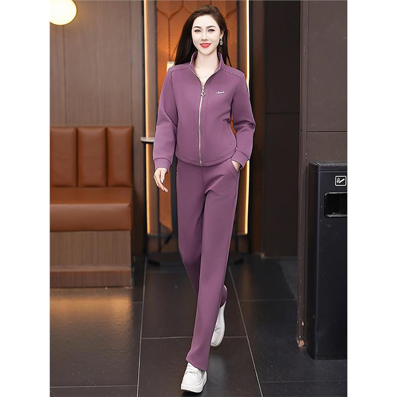 运动服套装女春秋2025早春时髦高端立领跑步卫衣女士休闲服两件套