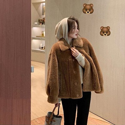 100%全羊毛澳洲进口羊剪绒大衣