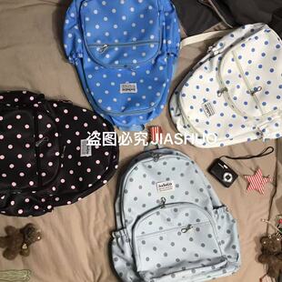 日系复古波点书包少女轻便双肩包初高中生书包高颜值出游背包通勤
