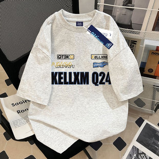 美式复古潮牌仿刺绣2026新款女童纯棉短袖t恤初中生休闲宽松上衣