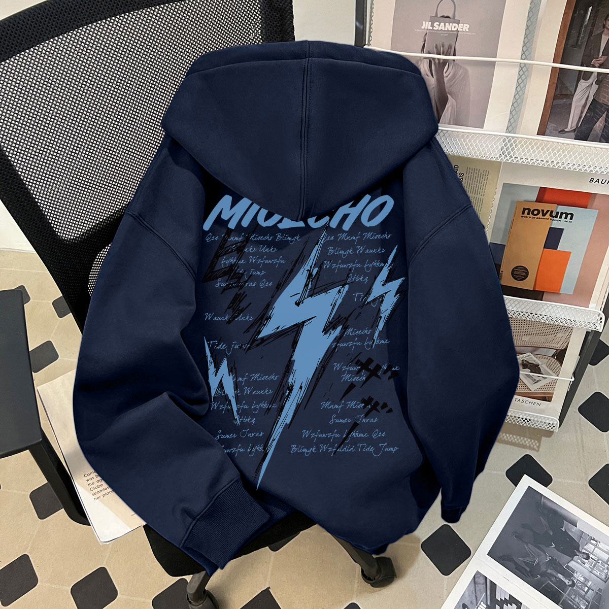 美式潮牌字母印花男童秋冬季2025新款连帽卫衣学生百搭宽松上衣潮