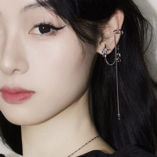 十字星耳钉耳骨夹一体式流苏女