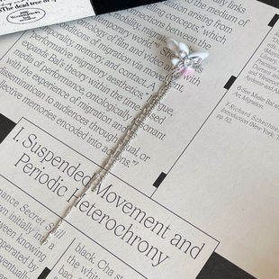 无需耳洞植绒渐变锆石蝴蝶流苏耳骨夹左耳可调节长款气质叠戴秋冬