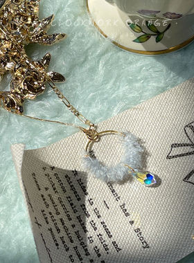 原创蓝色海洋幻彩水滴水晶项链