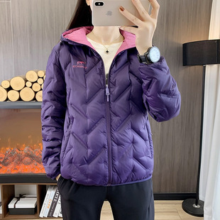 冬季新款双面穿羽绒服女连帽加厚保暖防水户外运动徙步妈妈外套潮