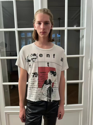 自主ERD25SS药剂师女儿的书信短袖印花纯棉t恤上衣水洗做旧工艺