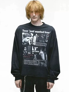 erd24fw忧郁的富二代做旧洗水boxy卷边下摆叛逆青年家庭创伤长袖