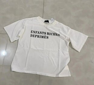 街巷erd24ss白标语短袖忧郁的富二代做旧破坏水洗纯棉t恤