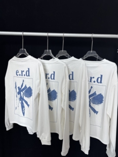 ERD 忧郁的富二代 25ss 777 LS数字印花卷边圆领长袖T恤boxy版型