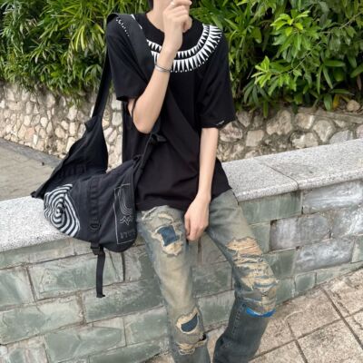 『现货』自主 Undercover Scab期糜烂水洗黑蝎子锯齿破坏虫洞短袖