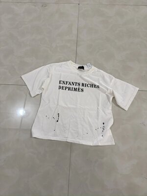 街巷erd24ss白标语短袖忧郁的富二代泼墨做旧破坏水洗纯棉t恤