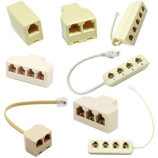 电话三通头 电话分线器一分二连接头 RJ11 电话1分2连接器 转接头