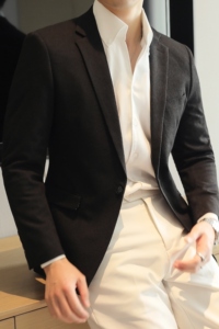 模特图2024男士休闲西装时尚修身西服单西外套DX6953P185图片