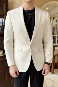 模特图2024男士休闲西装修身西服纯色单西外套DX6943P175图片