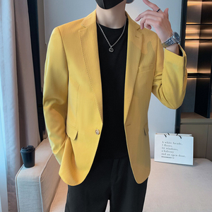 模特图男士休闲西装修身韩版西服单西外套F6808P165
